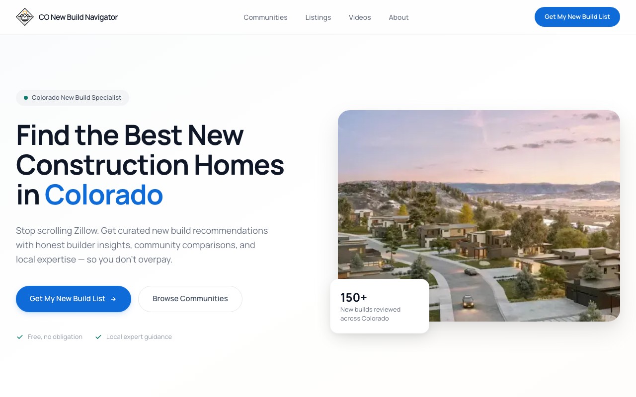 Colorado New Build Navigator website
