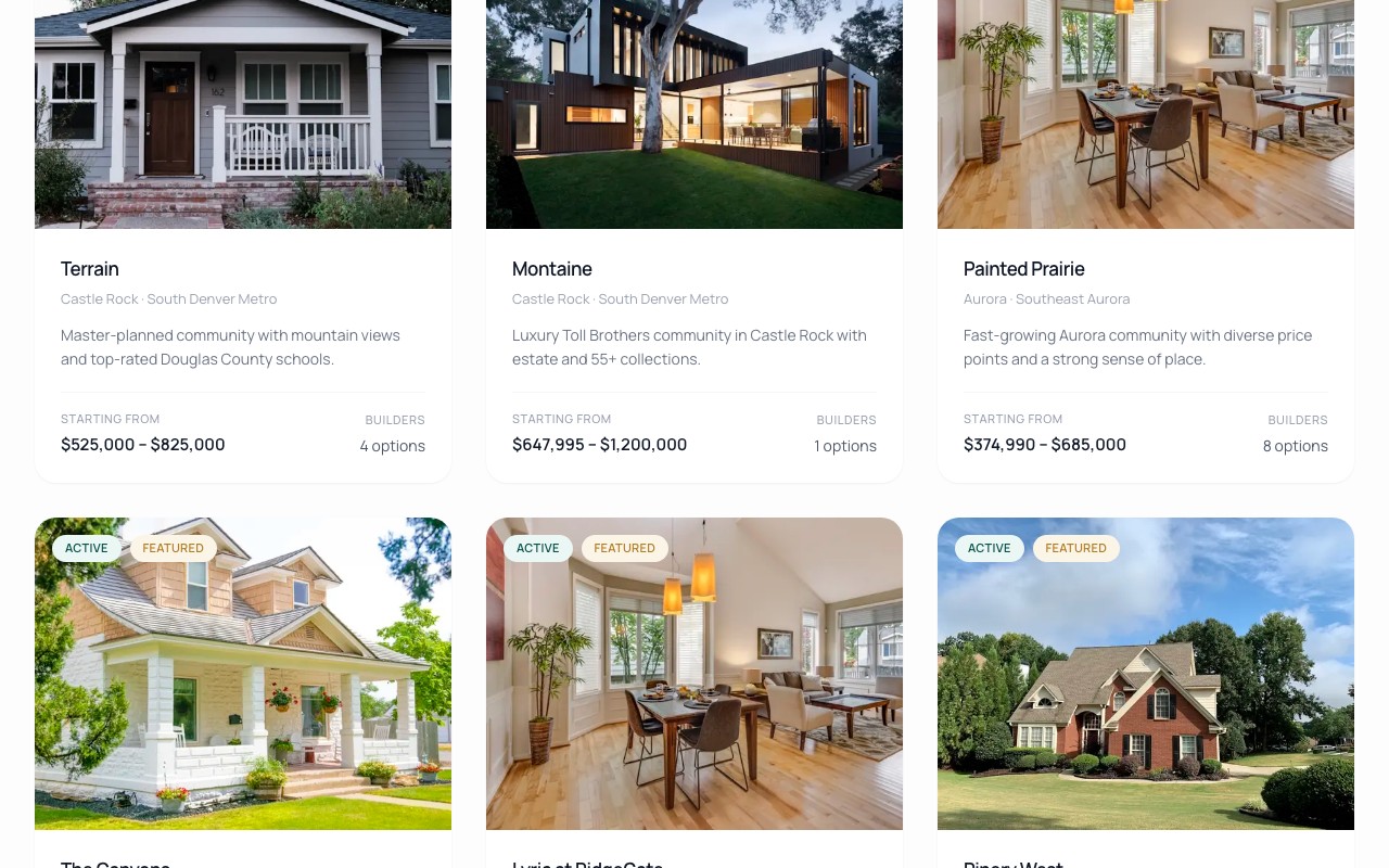 Colorado New Build Navigator community detail page