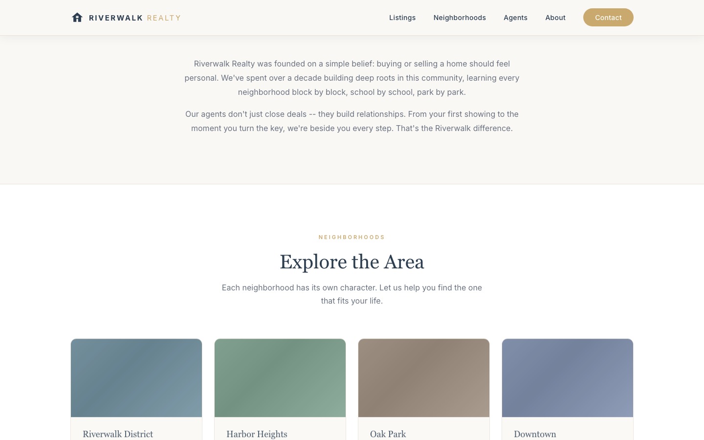 Riverwalk Realty website detail